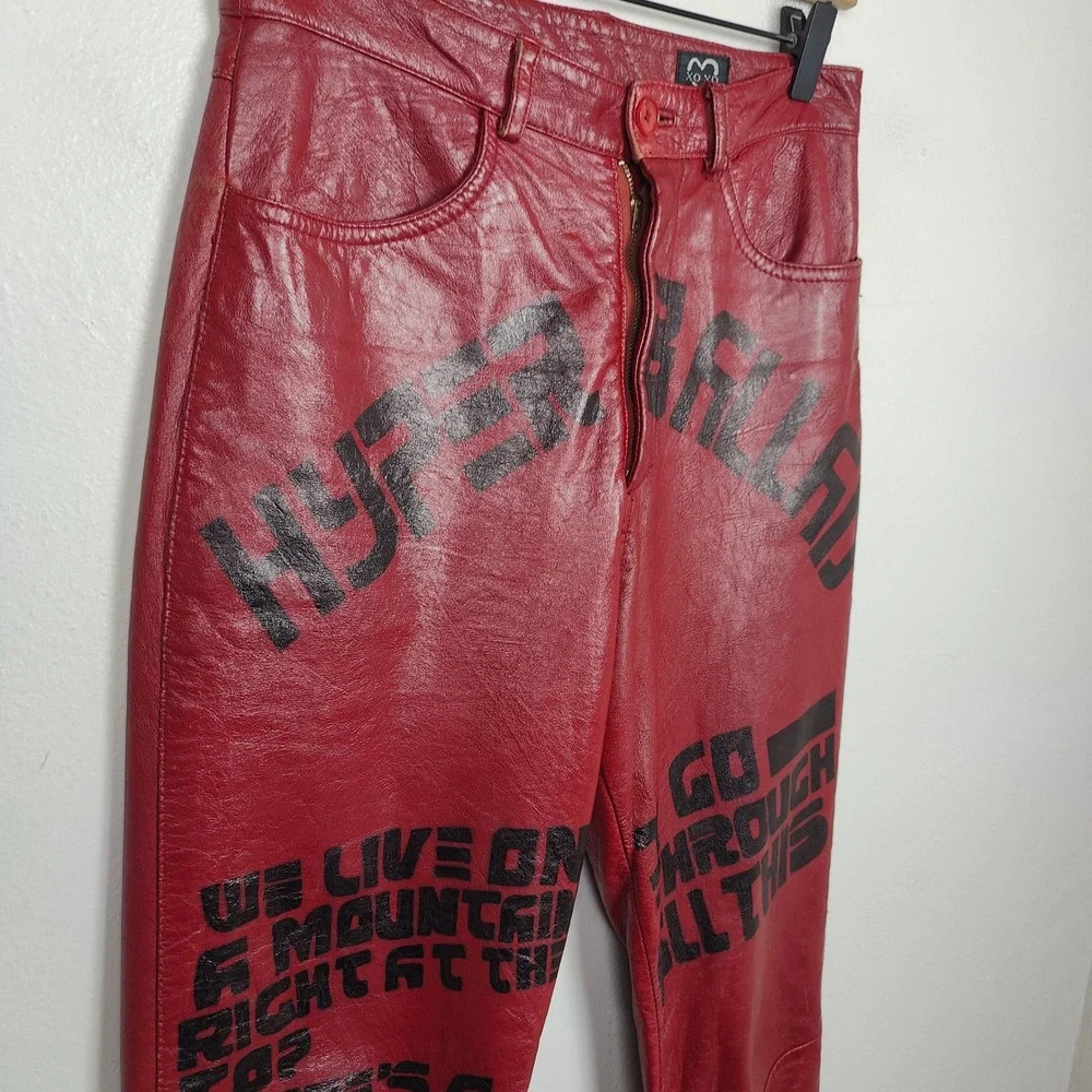 Vintage 90s Bjork Hyperballad Red Leather Pants Womens 28 XOXO Y2K Alt‎ Rock